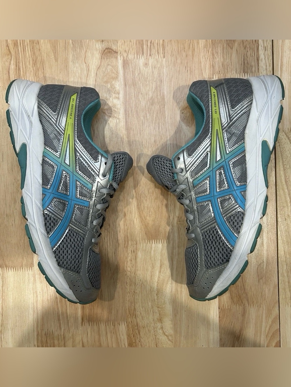 Asics Gel Contend 4 Running Shoes Womens Size 8.5 Colors: Silver Blue
